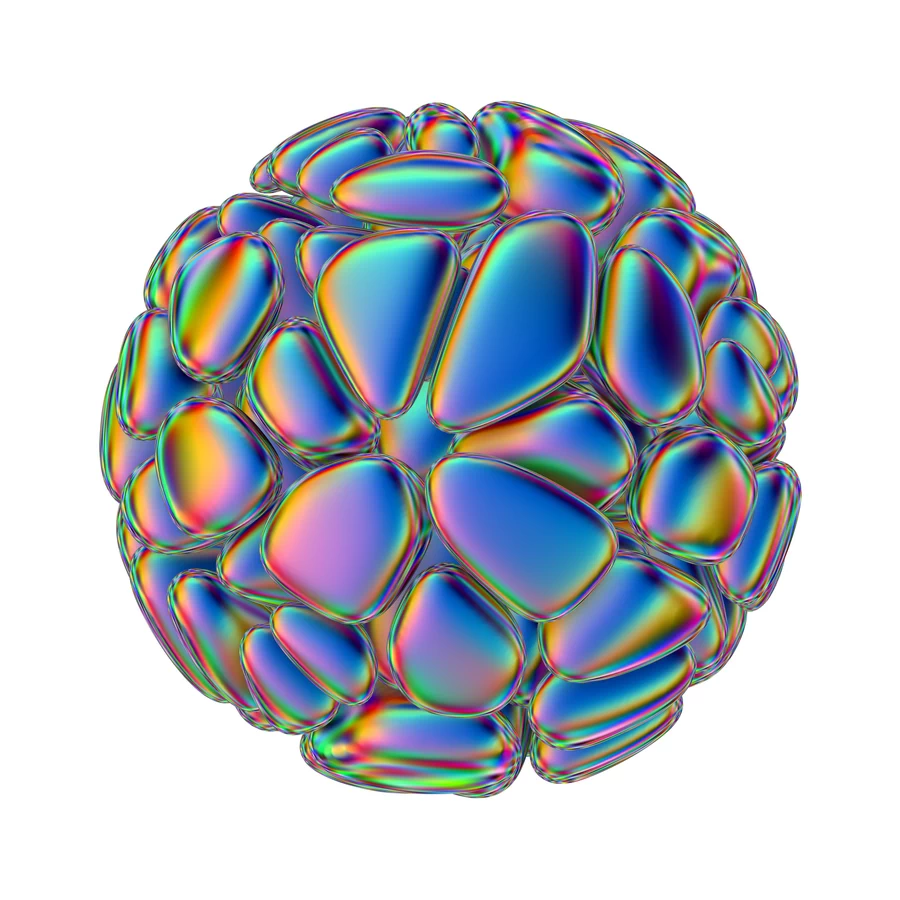 潮流酸性全息金属镭射机能彩虹3D立体几何图形png免抠图片素材【072】
